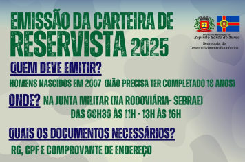 EMISSÃO DA CARTEIRA DE RESERVISTA 2025